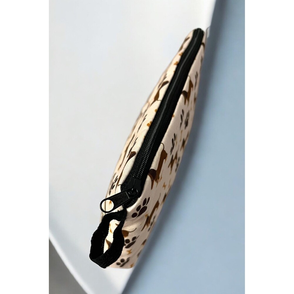 Cute Cartoon Dachshund Doxie Sausage Dog Print Toiletry Cosmetic Pouch Bag with - Picture 2 of 6